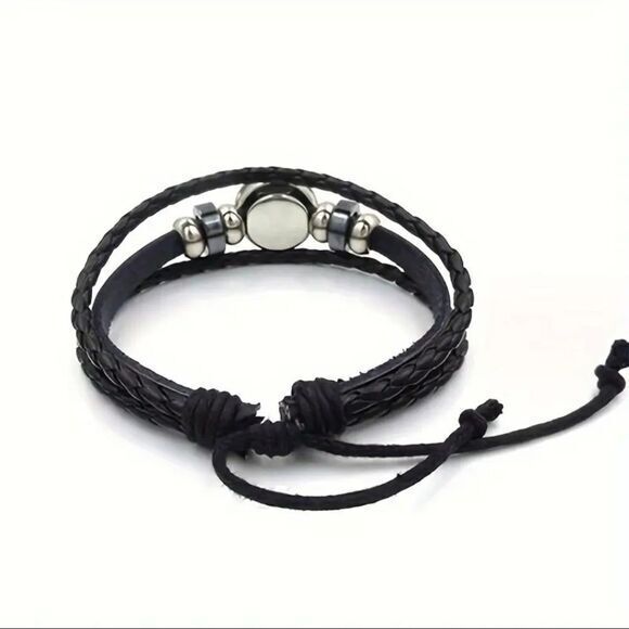 Scorpio Bracelet Handwoven Wax Rope and Leather Unisex - Picture 5 of 6